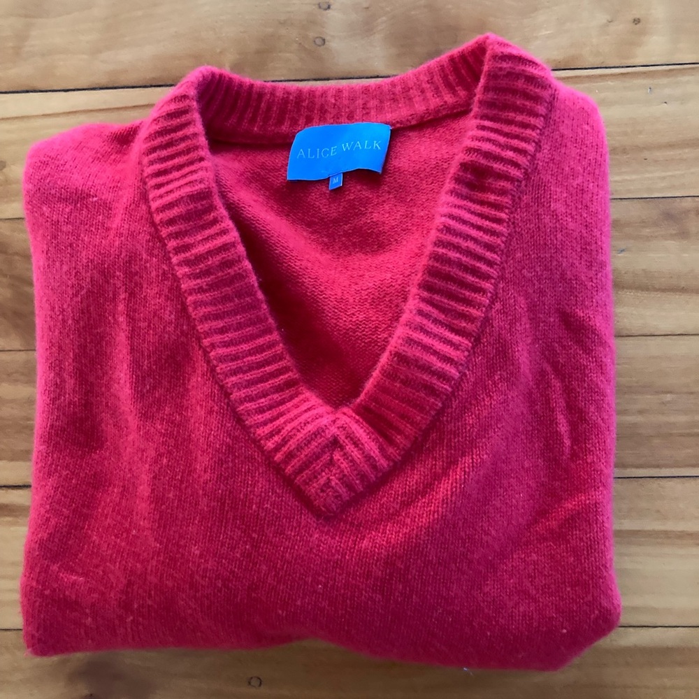 Alice Walk Cashmere V-Neck Sweater, Red